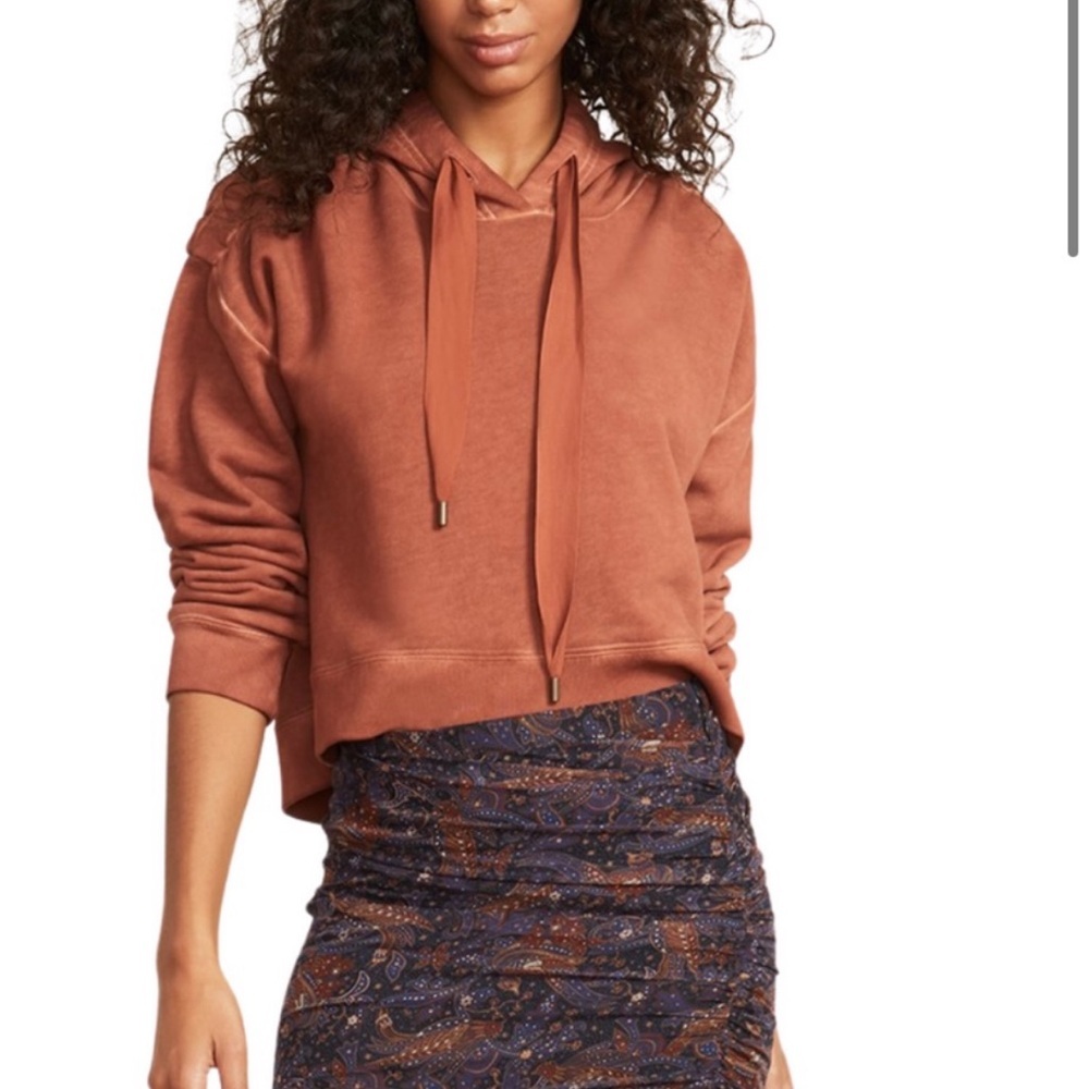 Veronica Beard Loulou Cotton Hoodie Sweatshirt in Nutmeg
